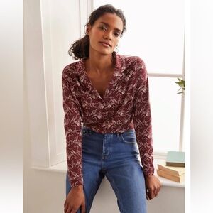 Boden Agnes Maroon Patterned Blouse